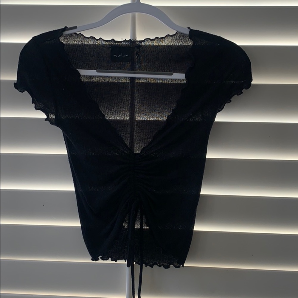 Black tee with tie detailing